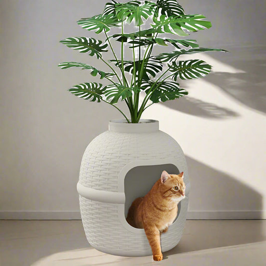 Damase Hidden Cat Litter Box Enclosure with Decorative Planter