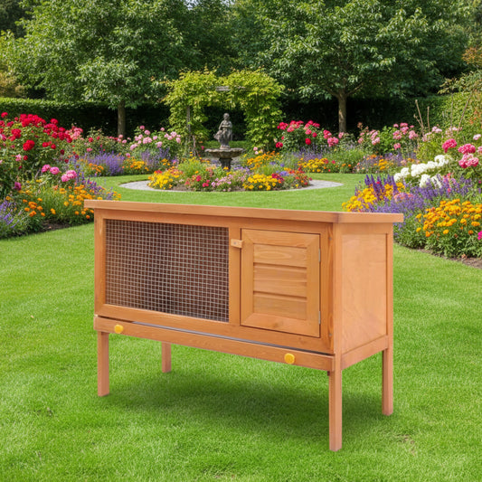 Rabbit Hutch Natural Solid Pine Wood, Plywood and Iron Large