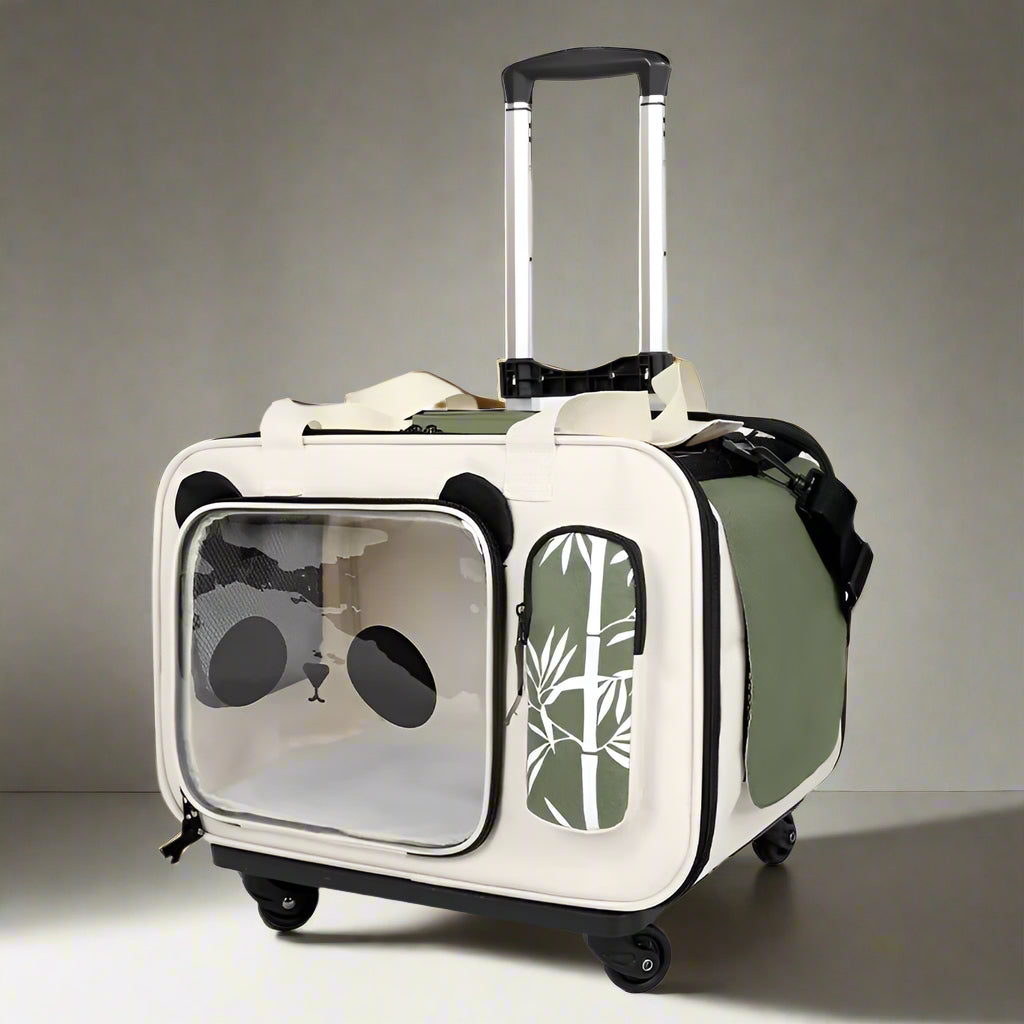 Foldable Pet Dog Cat Trolley Stroller with 4 Universal Wheels Animal Travel Shoulder Carrier House Suitcase for Small Pets