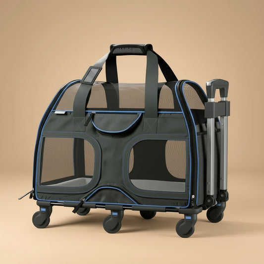 Luxury Rider Chrishawn Pet Carrier with Removable Wheels and Telescopic Handle