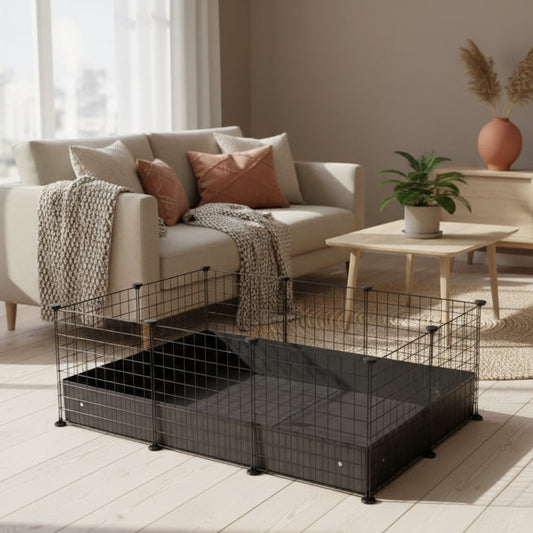 Corrugated Plastic Cage Liner Base for Guinea Pig C&C Cage - for Use with 13.8" Grids ONLY! NOT Measured by Feet- Used with Grid Cages for Guinea Pigs, Hedgehogs, and Rabbits (2X3, Black)