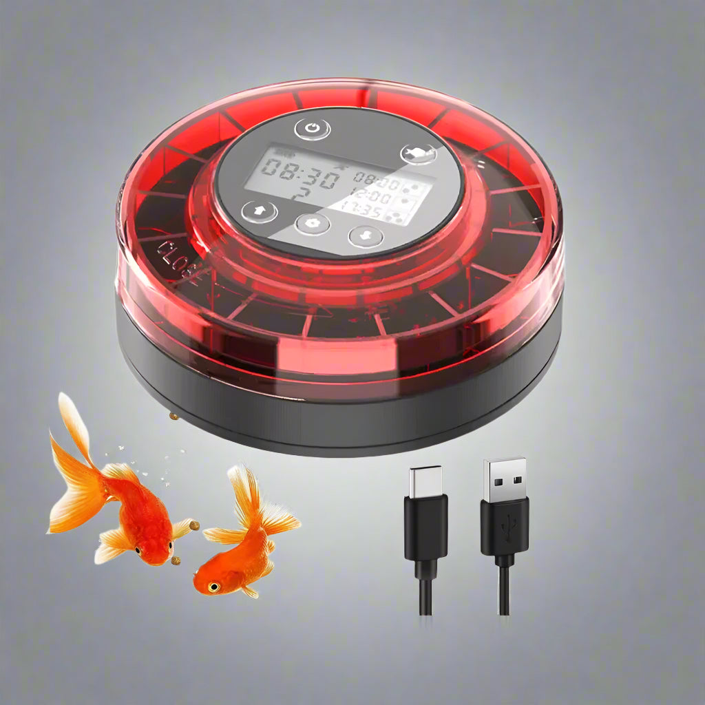 Automatic Fish Feeder Aquarium Automatic Food Dispenser USB Rechargeable Auto Fish Food Dispenser with Timer LCD Display