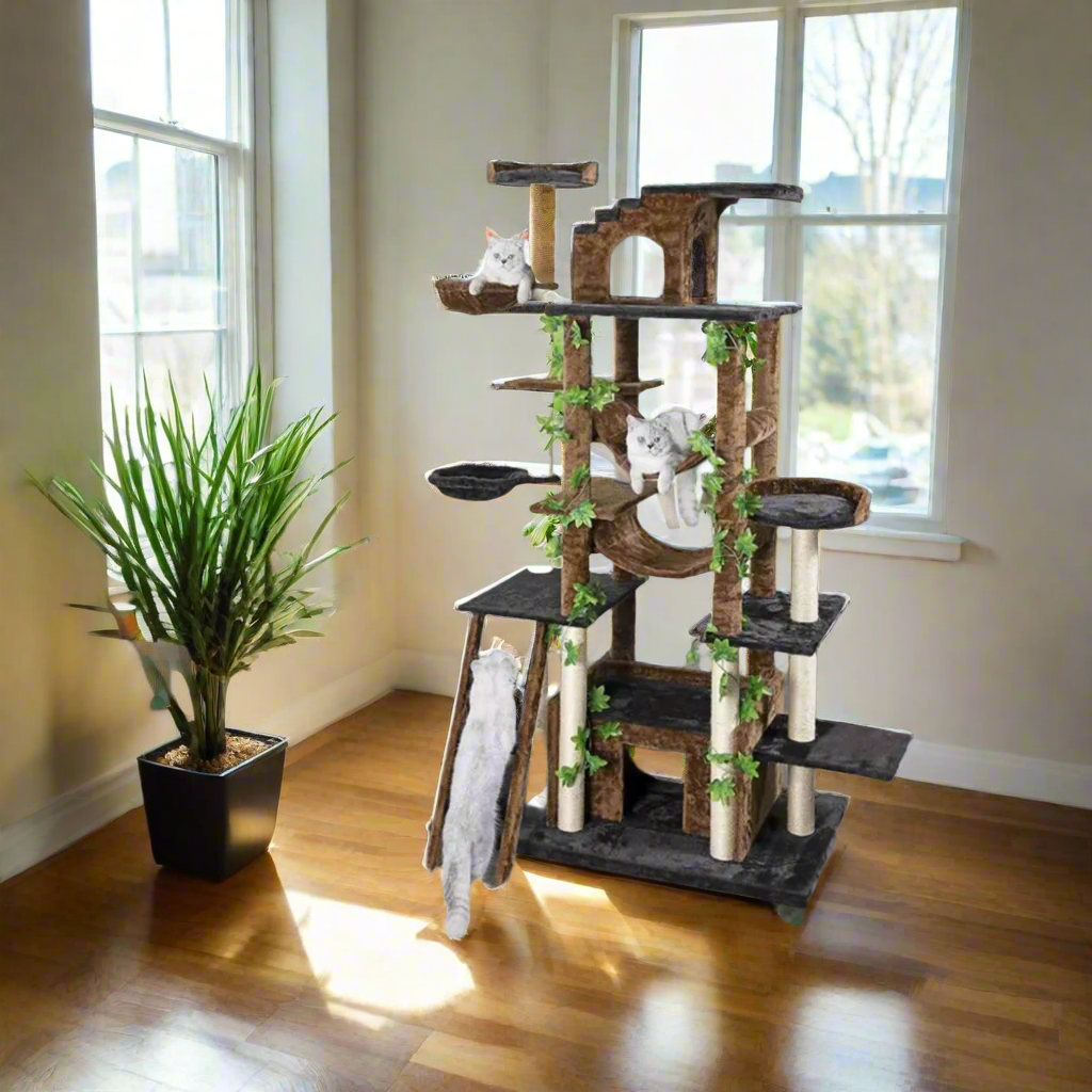 Forest Collection Cat Trees | 58"-85" Luxury Cat Tower | Nature-Inspired Multi-Level Cat Furniture