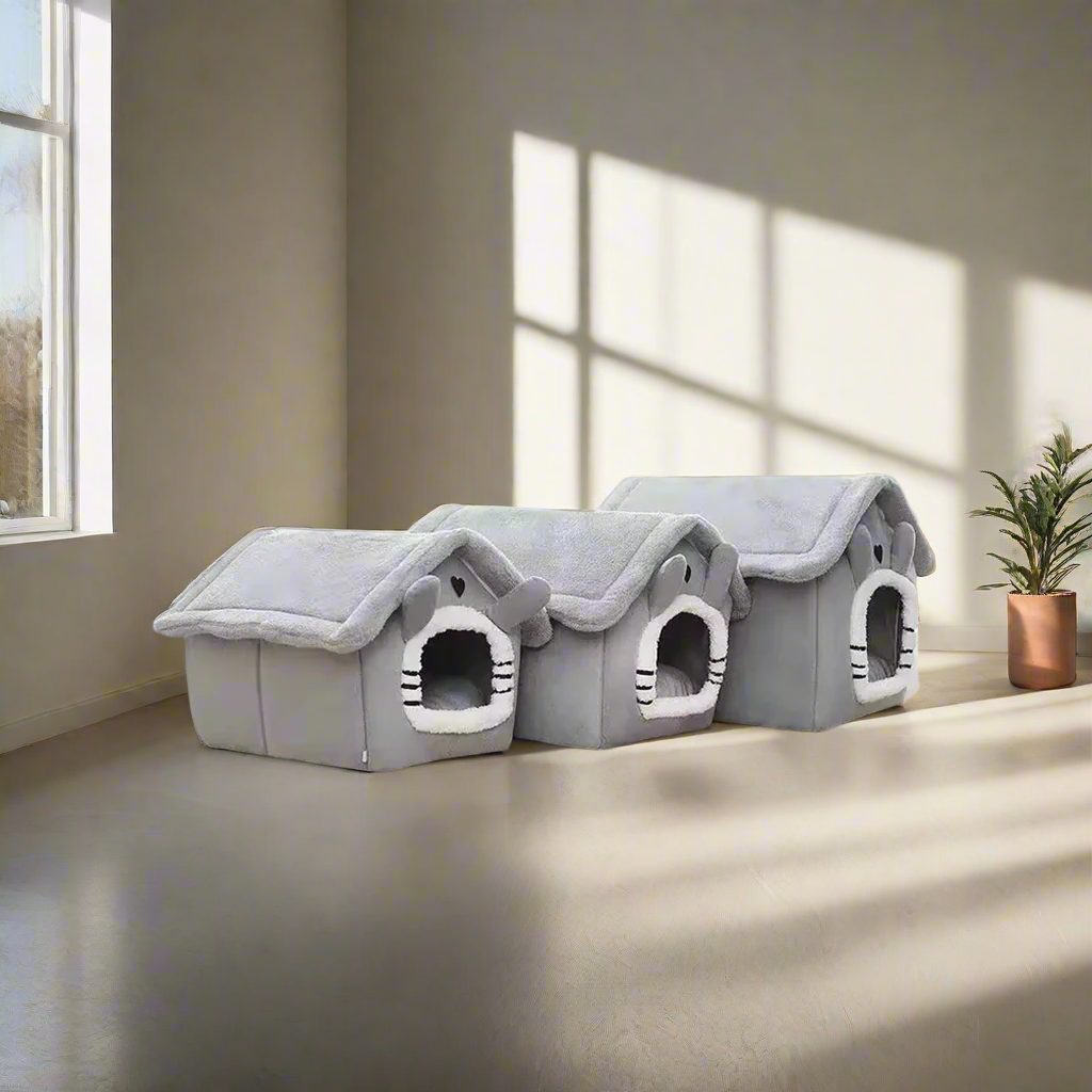 Cama de felpa gris