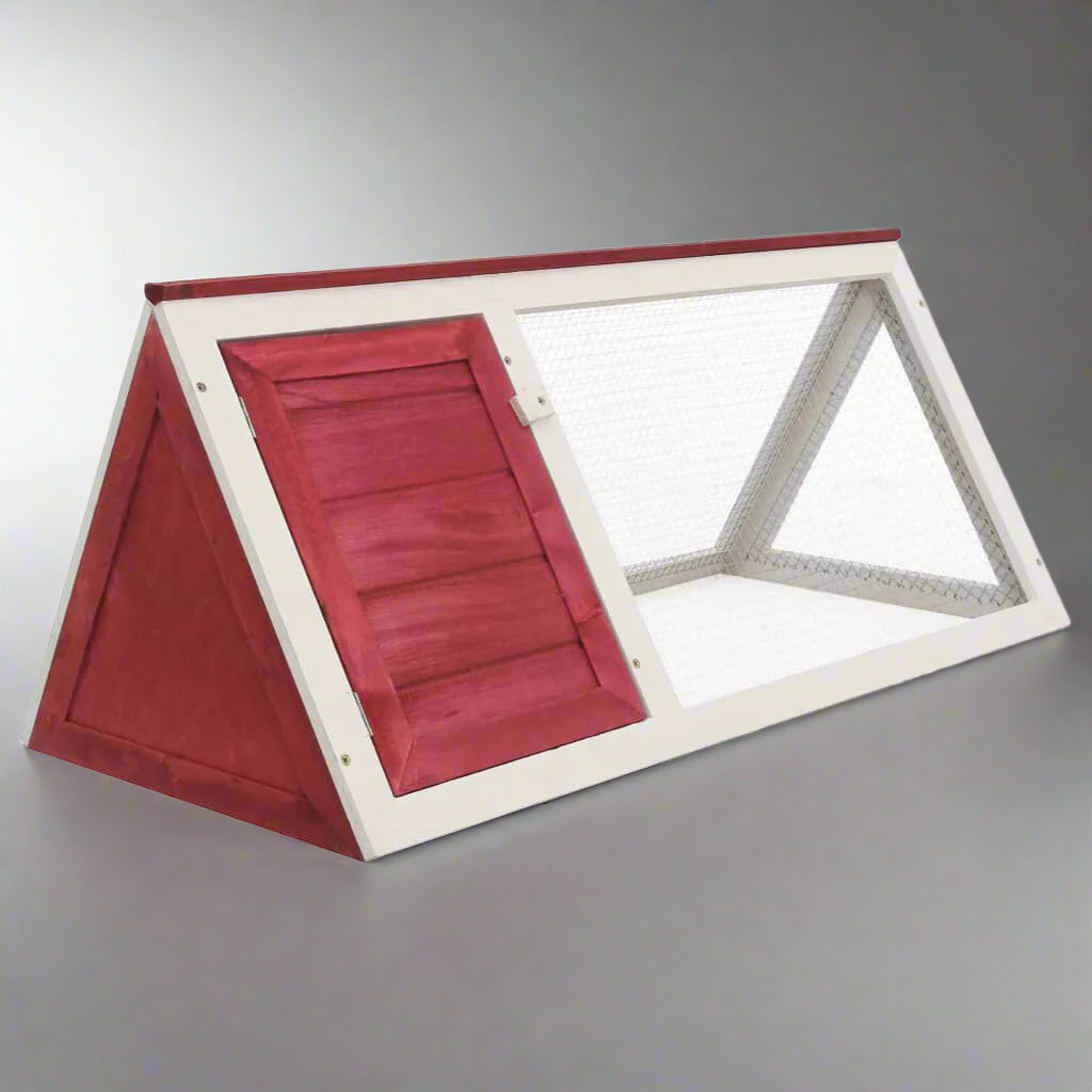 Animal Cage Red and White Fir Wood, Plywood, Iron