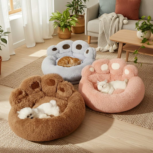 Cute Bear Paw Dog Bed Plush Winter Warm Mat Pets Kennel Large Dog Sleeping Bed Puppy Cat Sofa Blanket Cushion Pets Accessories