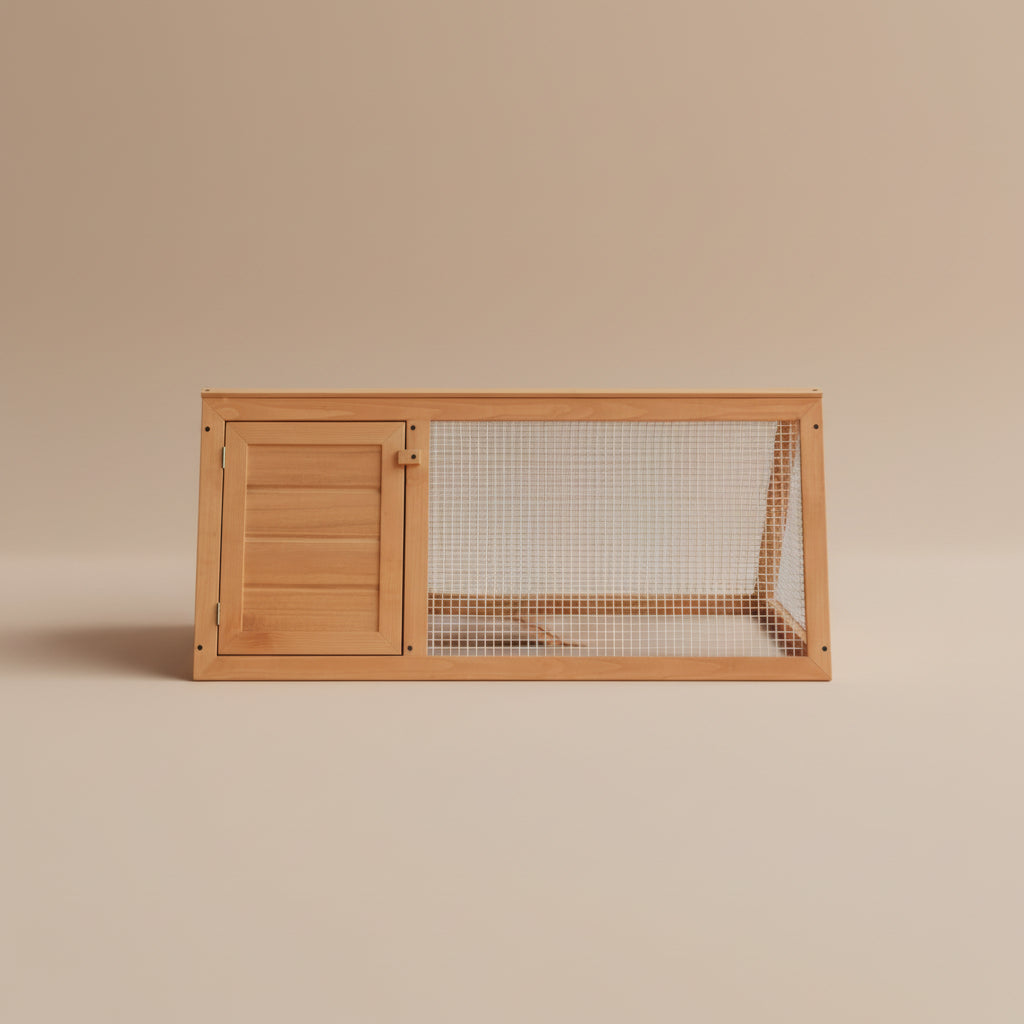 Animal Cage Brown Fir Wood Durable Animal Cage Rectangular