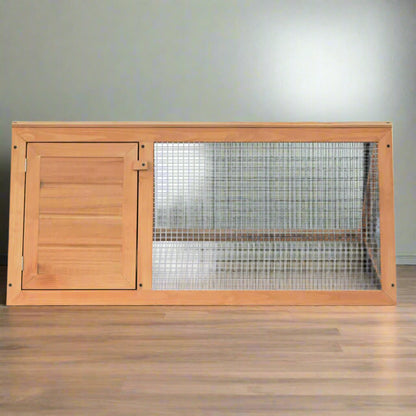 Animal Cage Brown Fir Wood Durable Animal Cage Rectangular