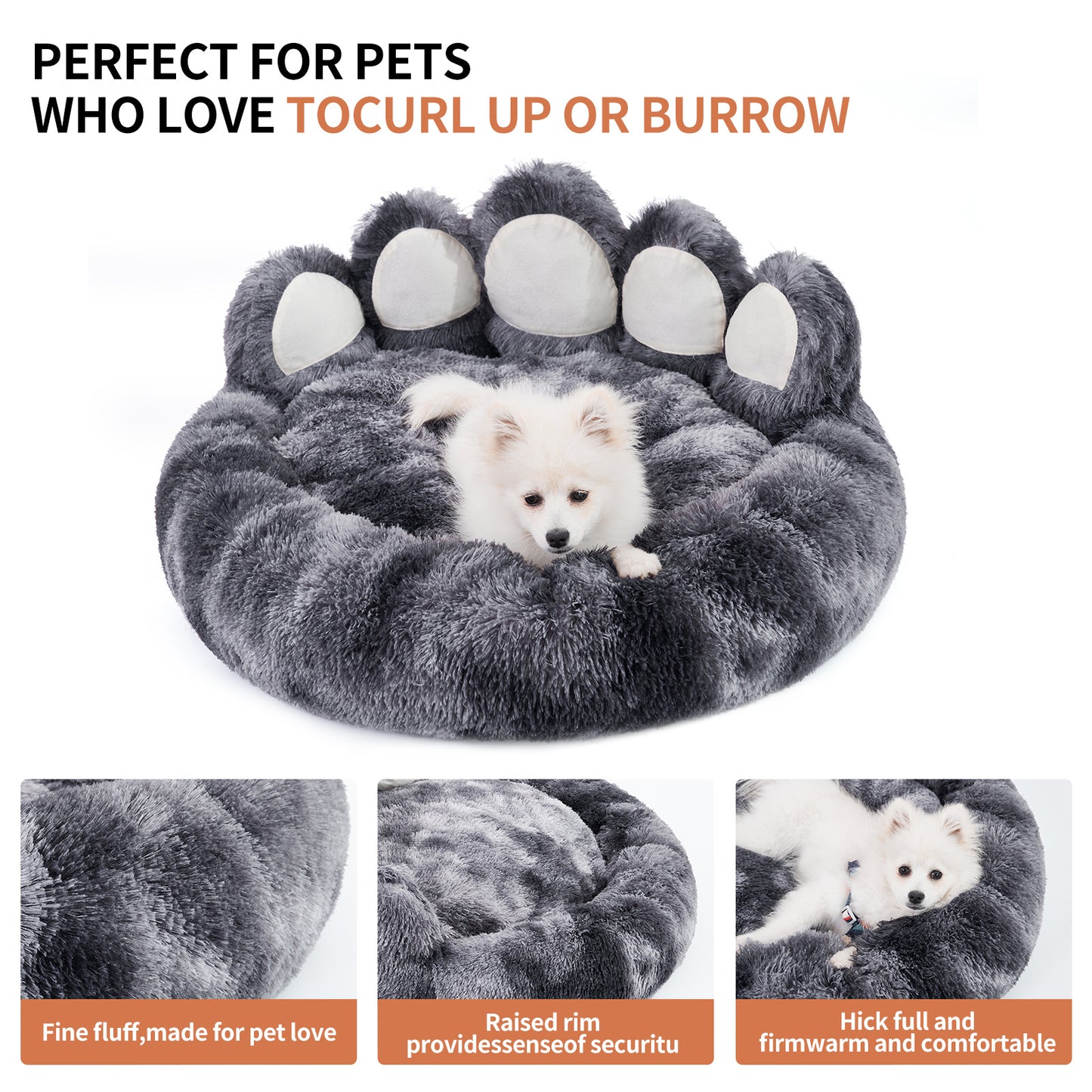 Cute Dog Bear Paw Shape Dog Bed - Dog Beds &amp; Furniture For Small And Medium Dogs, Cozy Plush Cute Cat Beds For Indoor Cats