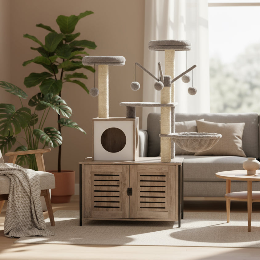 Burslem 52'' Cat Tree with Litter Box Enclosure