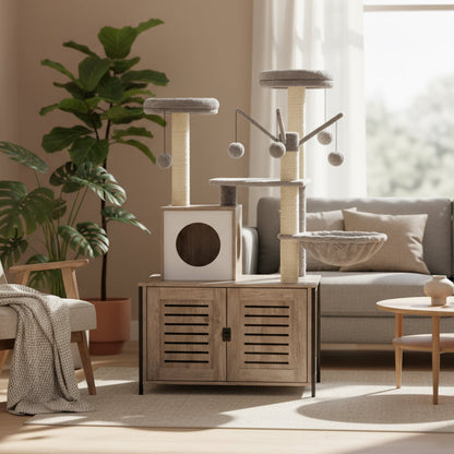 Burslem 52'' Cat Tree with Litter Box Enclosure