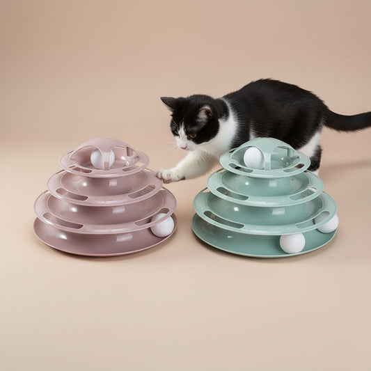 3 & 4 Levels Cats Toy Tower Tracks Cat Toys Interactive Cat Intelligence Training Amusement Plate Tower Pet Products Cat Tunnel