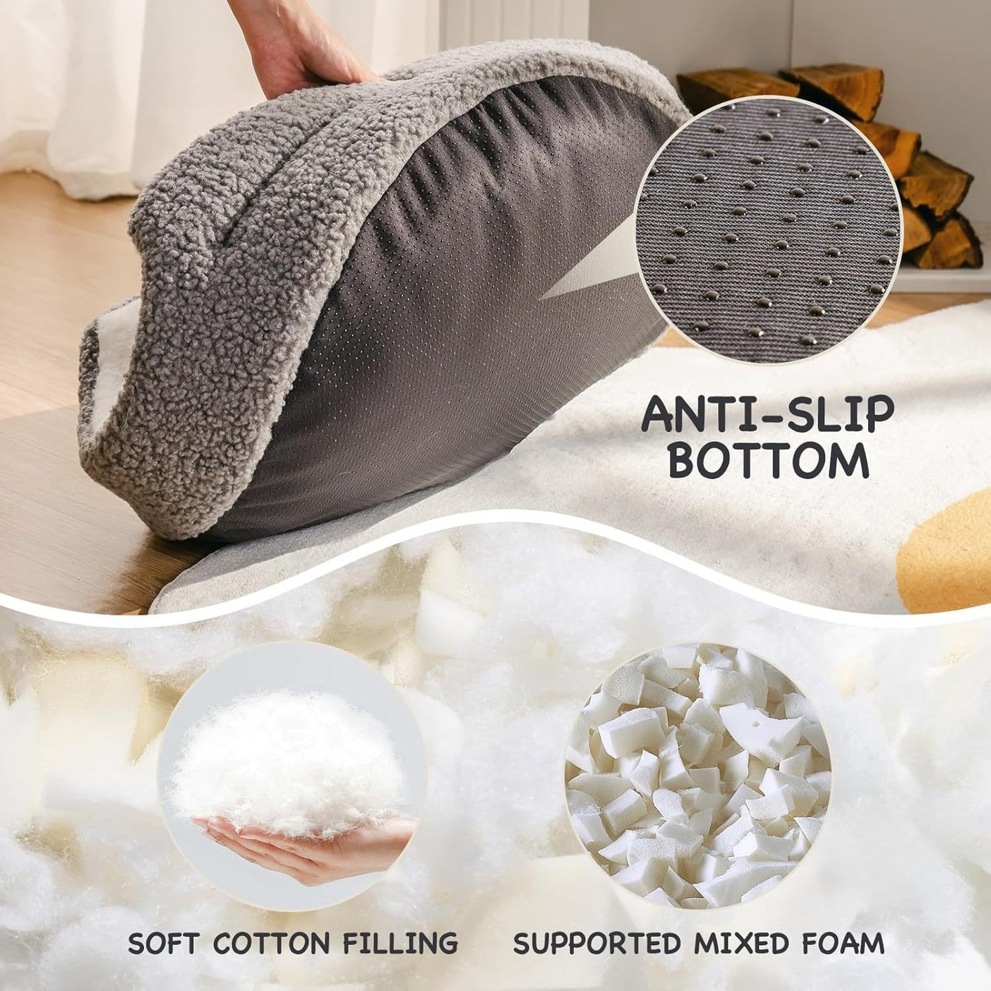 Soft & Comfortable Pet Bed - 23" Round Plush Bed with Reversible Cushion, Machine Washable for Small Dogs and Indoor Cats