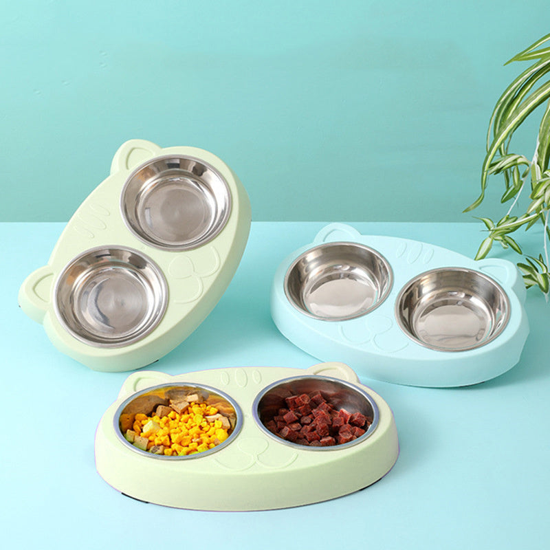 Double Bowls Set | Raised Feeding Station for Dogs & Cats