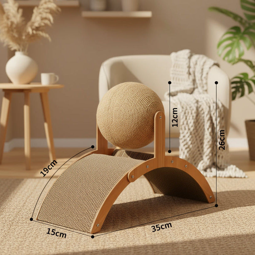 Cat Grabbing Board Wooden Cat Climbing Frame Vertical Scratch Resistant Cat Toy Rotating Sisal Rope Cat Grabbing Ball Cat Tower