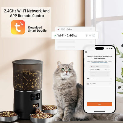 HEYBO Automatic Cat Feeder Smart App-Controlled Pet Feeder with 3 Bowls