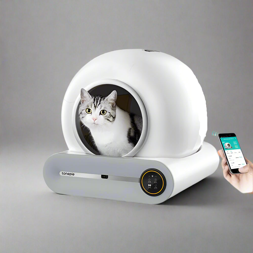 Self Cleaning Cat Litter Box, Ultra-Safe Protection Automatic Cat Litter Box, APP Control/Lower Entry/Large Capacity