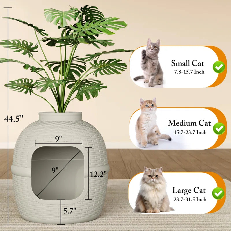 Damase Hidden Cat Litter Box Enclosure with Decorative Planter