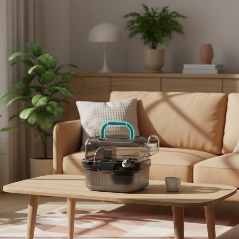 Hamster Outdoor Carrier Cage Portable Hamster Cage with Clear Large Flip Cover for Hamster Bird Carrying Pet Supplies