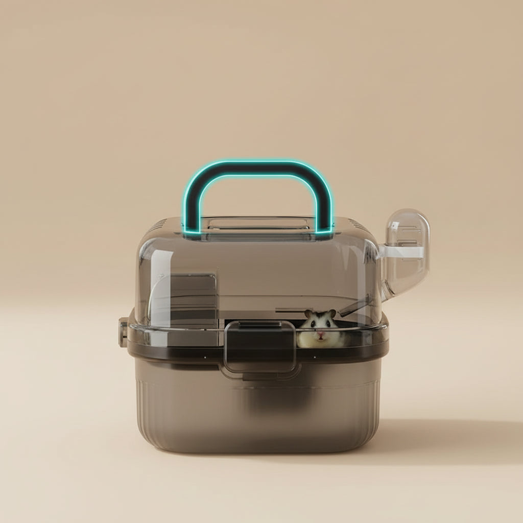 Hamster Outdoor Carrier Cage Portable Hamster Cage with Clear Large Flip Cover for Hamster Bird Carrying Pet Supplies