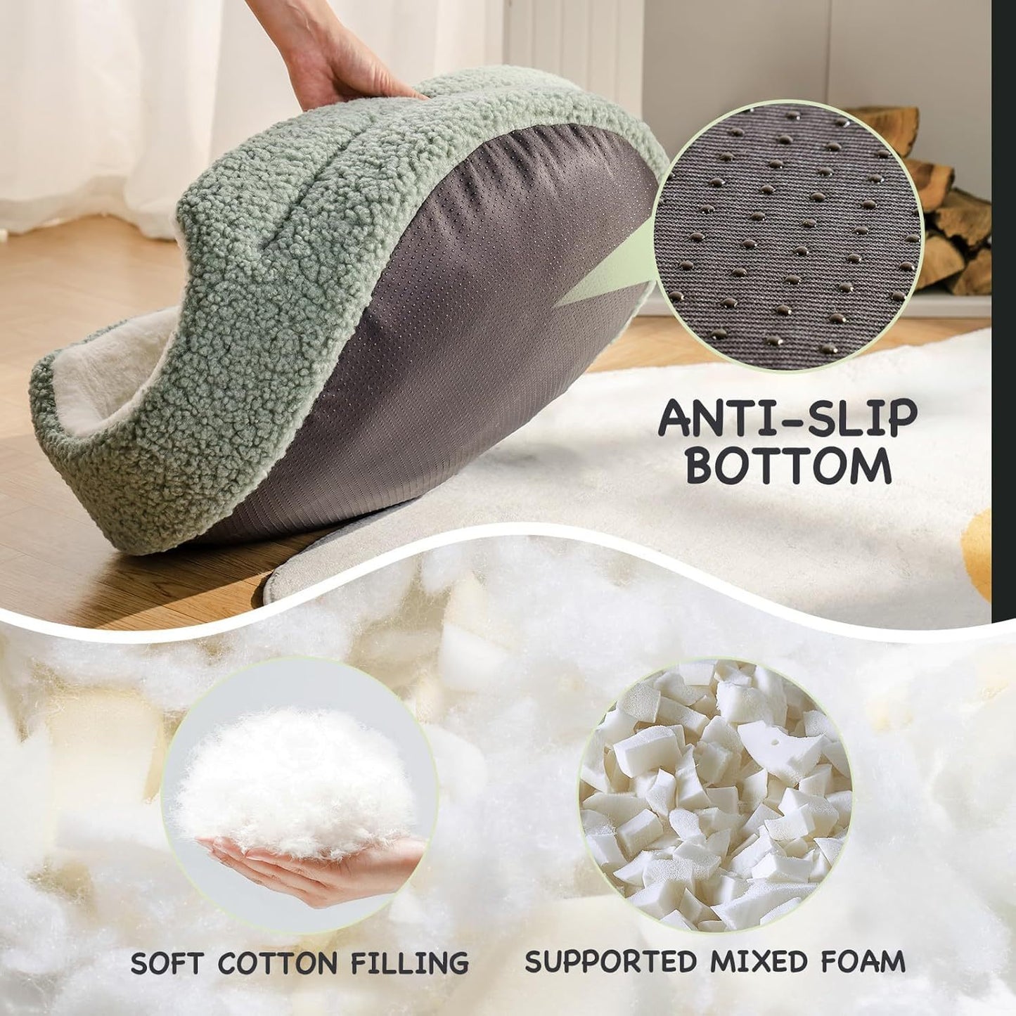 Soft & Comfortable Pet Bed - 23" Round Plush Bed with Reversible Cushion, Machine Washable for Small Dogs and Indoor Cats