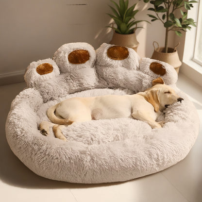 Cute Bear Paw Dog Bed Plush Winter Warm Mat Pets Kennel Large Dog Sleeping Bed Puppy Cat Sofa Blanket Cushion Pets Accessories
