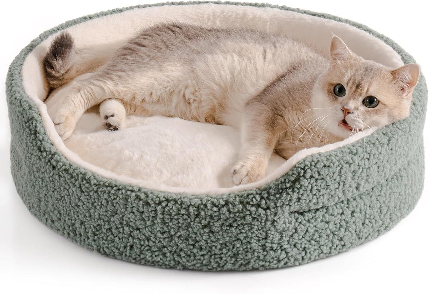 Soft & Comfortable Pet Bed - 23" Round Plush Bed with Reversible Cushion, Machine Washable for Small Dogs and Indoor Cats