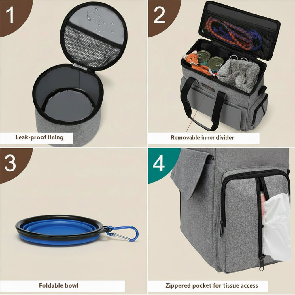 Dog Travel Bag Kit Pet Bag Out Travel Convenient Large-Capacity Backpack Outdoor Travel Traveling Storage Bag Mat