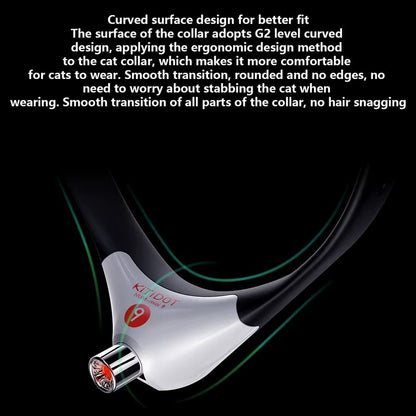 Cat collar with ergonomic design on a black background