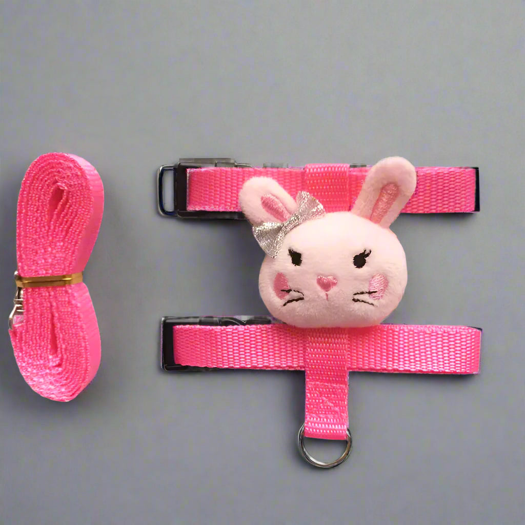 Cartoon Rabbit Harness and Leash Set Walking Adjustable Pet Harnesses for Small Animals Bunny Guinea Pig Mascotas Accessories