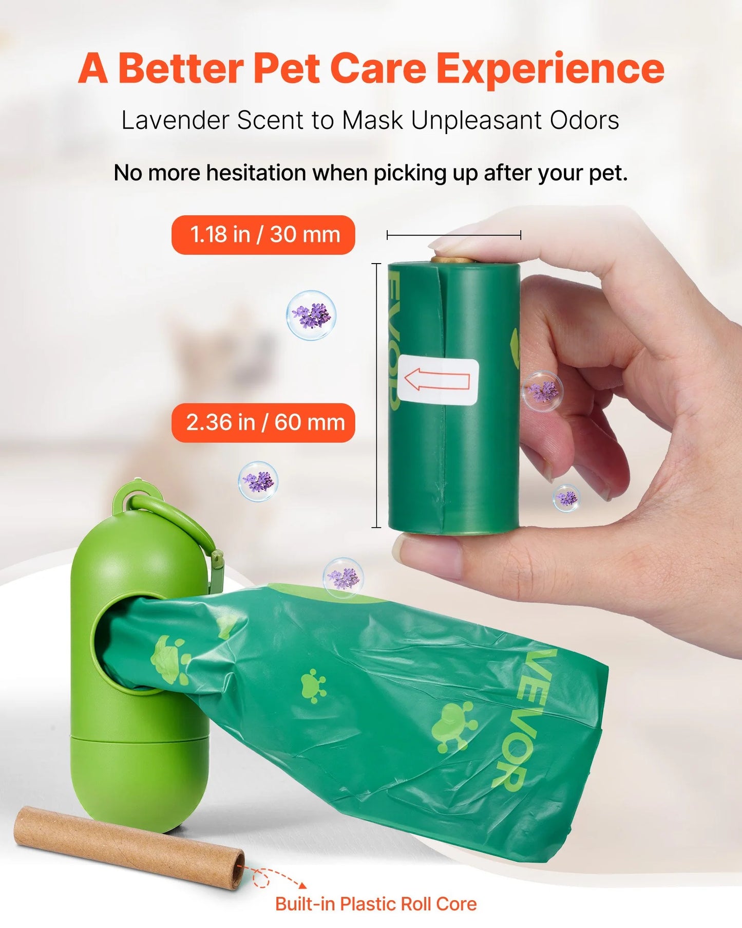 Thick Dog Poop Waste Bags Refill Rolls 270PCS Lavender Scented Biodegradable