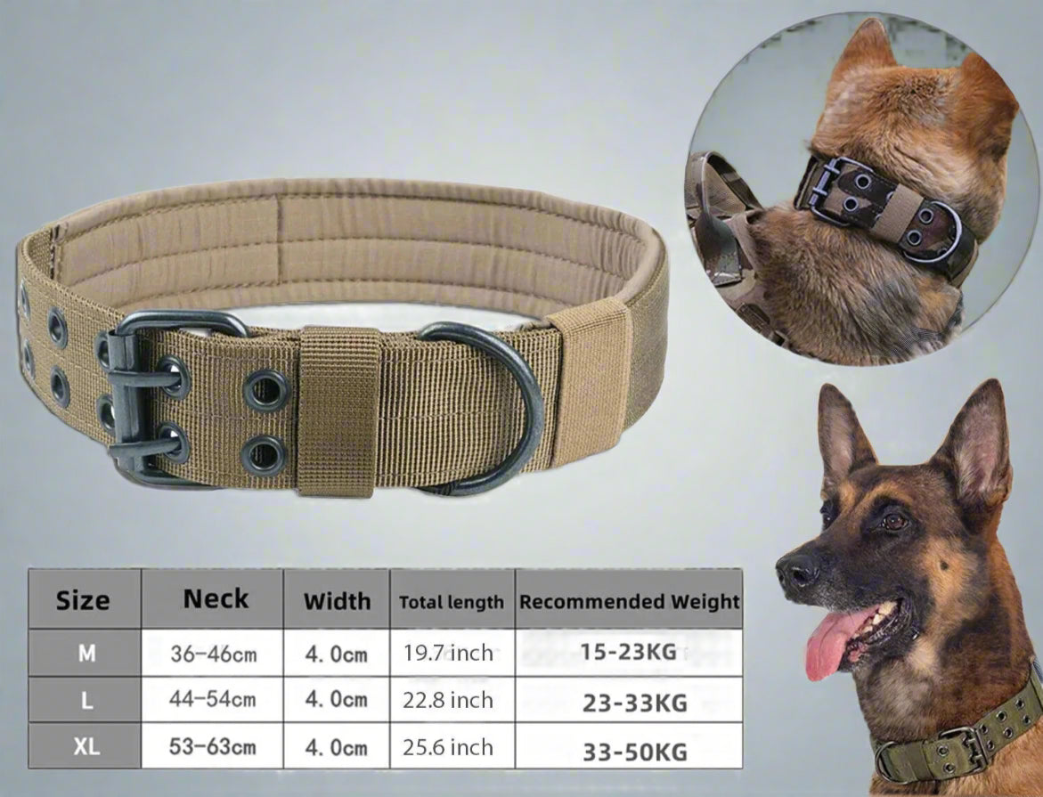 2" Wide Tactical Heavy Duty Nylon Large Dog Collar K9 Military with Metal Buckle