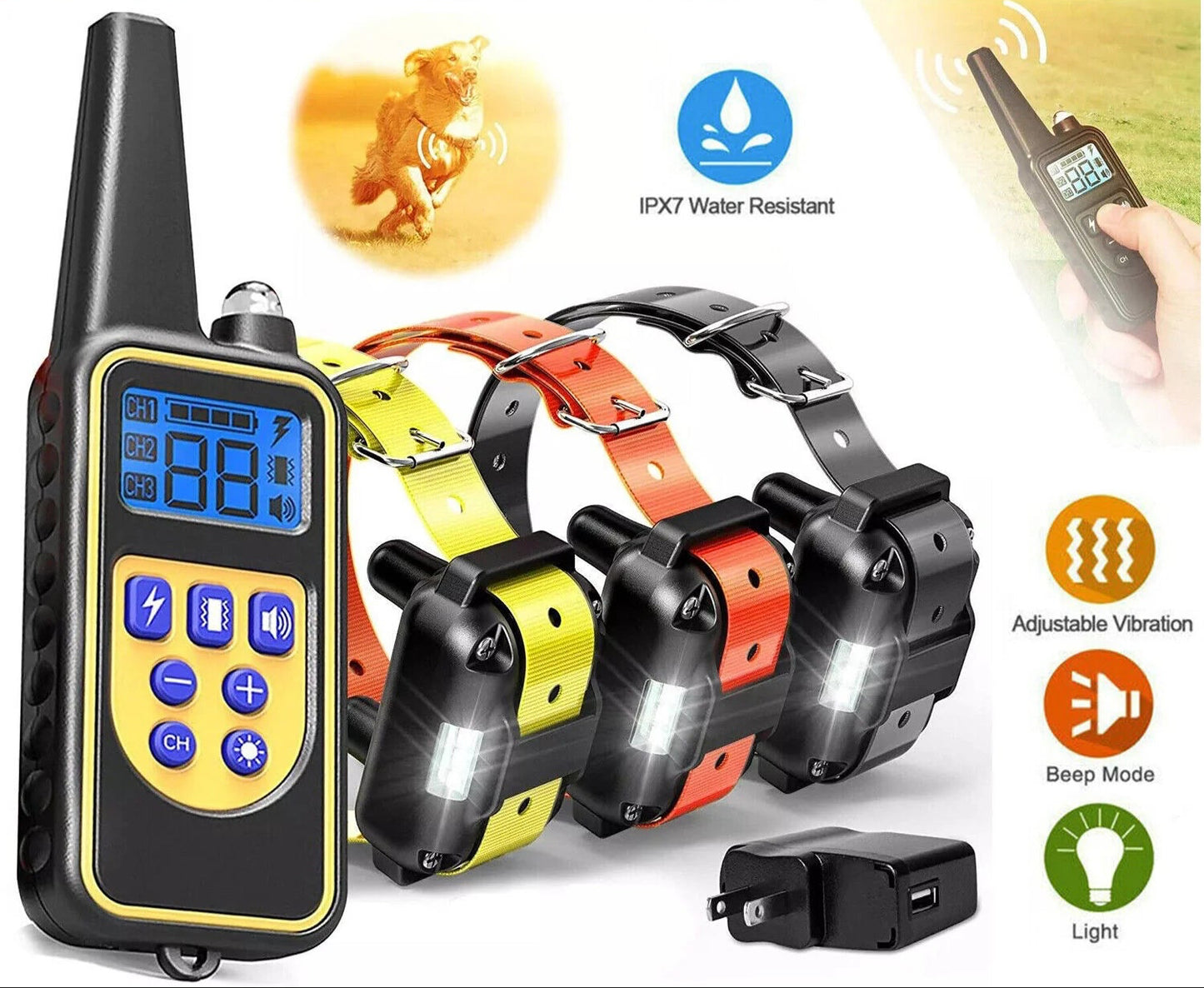 3000 FT Dog Training US Collar Rechargeable Remote Shock PET Waterproof Trainer