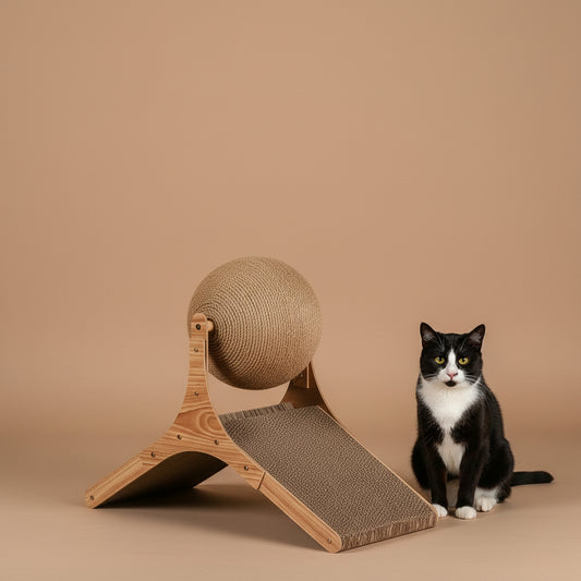 Cat Grabbing Board Wooden Cat Climbing Frame Vertical Scratch Resistant Cat Toy Rotating Sisal Rope Cat Grabbing Ball Cat Tower