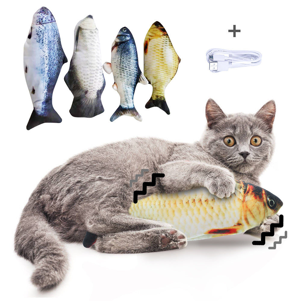 Electronic Pet Cat Toy - Interactive Fish-Shaped USB Rechargeable Cat Toy
