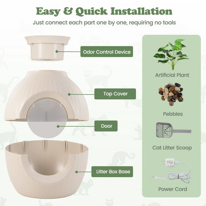 Smart Plant Cat Litter Box with Electronic Odor Removal & Sterilization
