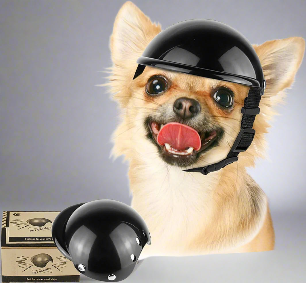 Pet Helmet, Hard Hat for Small Dogs, Motorcycle/Bike Hat for Cat, Outdoor Riding Puppy Cap, Black, Small