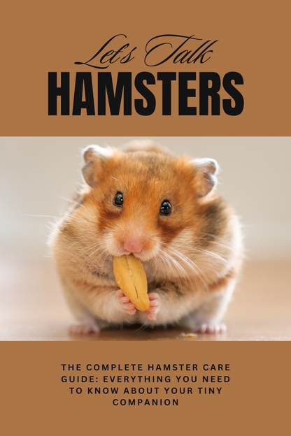 Book cover with a hamster holding a banana and text about hamster care.