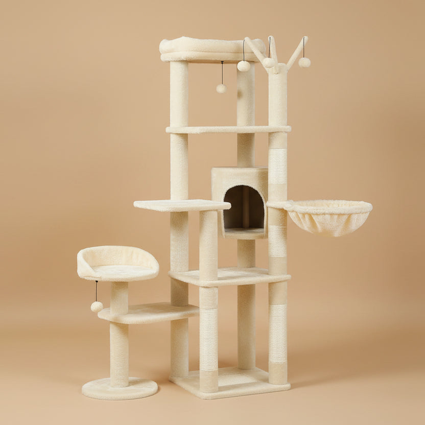 Cactus Tall Cat Tree for Large Cat Multi-Level Cat Tower for Indoor Cats Cat Condo with Large Hammock Scratching Post 2 Perches