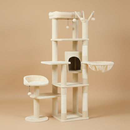 Cactus Tall Cat Tree for Large Cat Multi-Level Cat Tower for Indoor Cats Cat Condo with Large Hammock Scratching Post 2 Perches