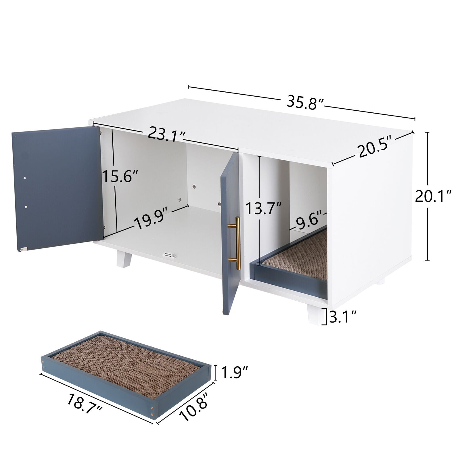 Modern Wood Pet Crate Cat Washroom Hidden Litter Box Enclosure Furniture House
