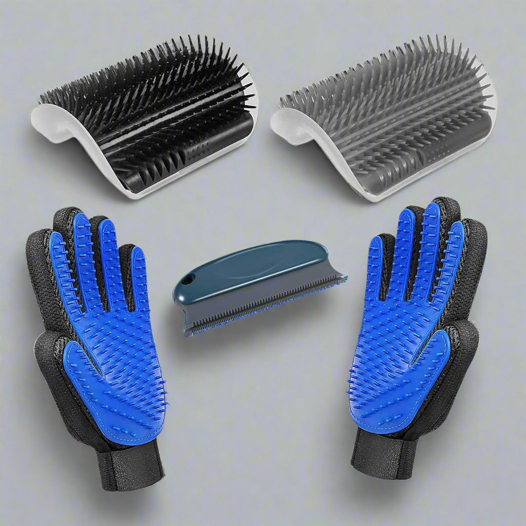 5 Pack Cat Groomer Brush Set, Cat Self Groomers Corner Massage Combs with Catnip, Pet Grooming Mitts Brush Gloves for Short Long Fur Cats Puppy, Pet Hair Remover Brush Lint Remover