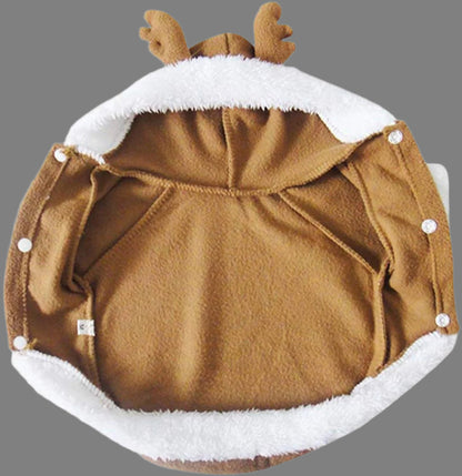 Dog Cat Christmas Reindeer Costume, Funny Pet Elk Cosplay Dress, Puppy Fleece Outfits Warm Hoodie Xmas Apparel Clothes (3XL Size)