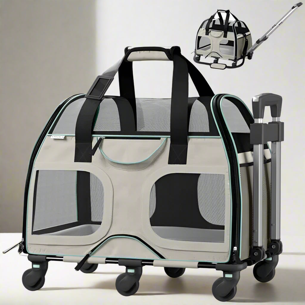Luxury Rider Chrishawn Pet Carrier with Removable Wheels and Telescopic Handle