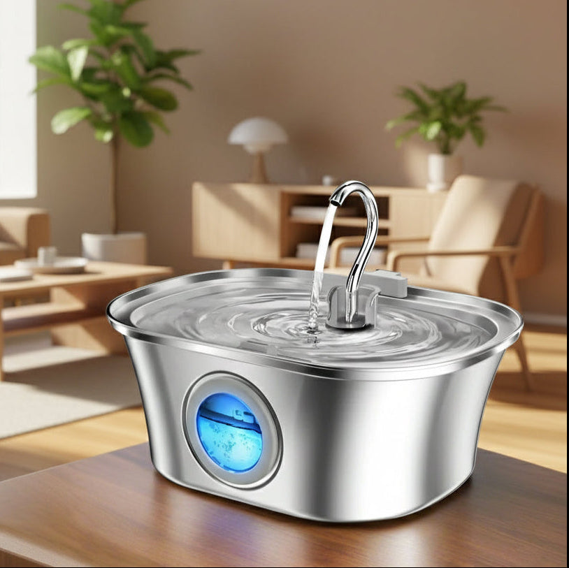 HEYBO Cat Water Fountain 3.2L Automatic Stainless Steel Pet Fountain Dog Water Dispenser