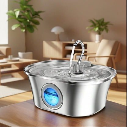 HEYBO Cat Water Fountain 3.2L Automatic Stainless Steel Pet Fountain Dog Water Dispenser