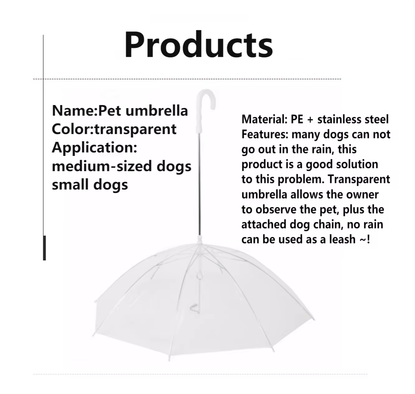 Pet Umbrella Leash - 2022 New Rainproof Snowproof Dog Umbrella with Built-In Leash for Small Dogs Under 12 lbs