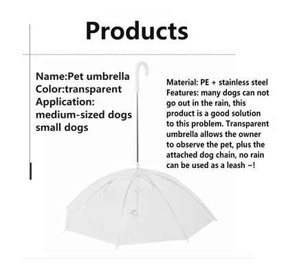 Pet Umbrella Leash - 2022 New Rainproof Snowproof Dog Umbrella with Built-In Leash for Small Dogs Under 12 lbs