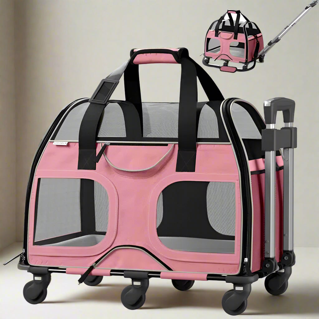 Luxury Rider Chrishawn Pet Carrier with Removable Wheels and Telescopic Handle