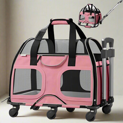 Luxury Rider Chrishawn Pet Carrier with Removable Wheels and Telescopic Handle